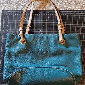 MK Turquoise Aria Tote shoulder bag pebble leather